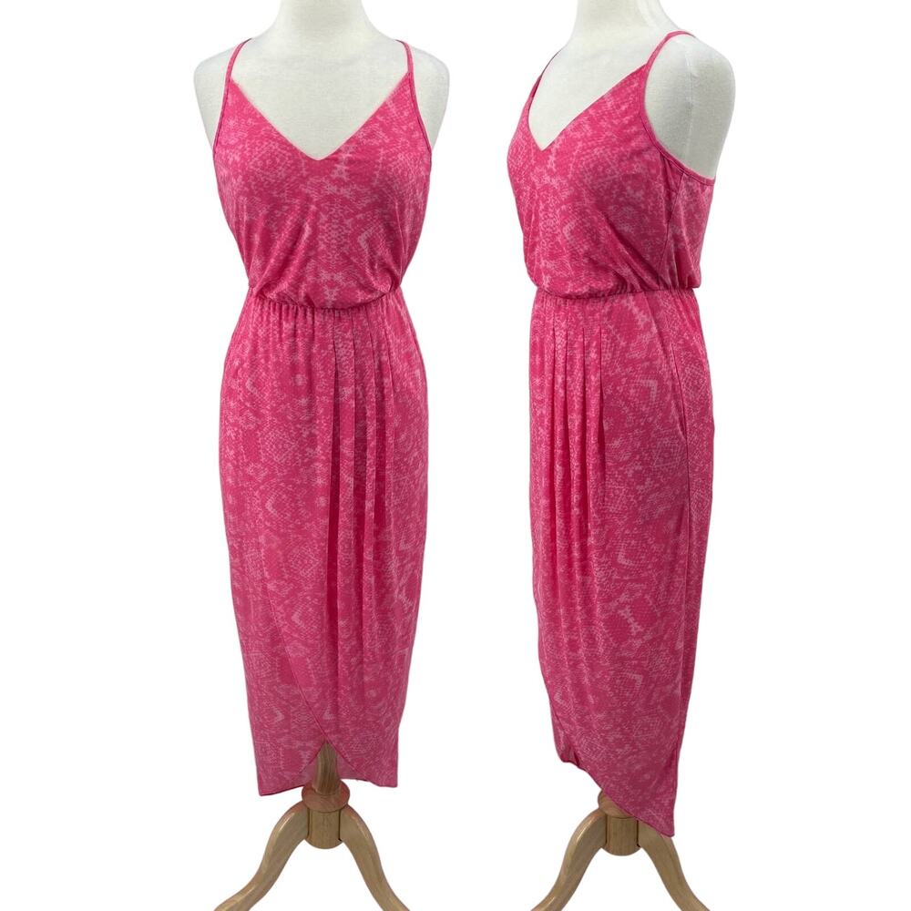 Amanda Uprichard Dress Fit & Flare Racerback Maxi Snakeskin Print Pink Womens Sm